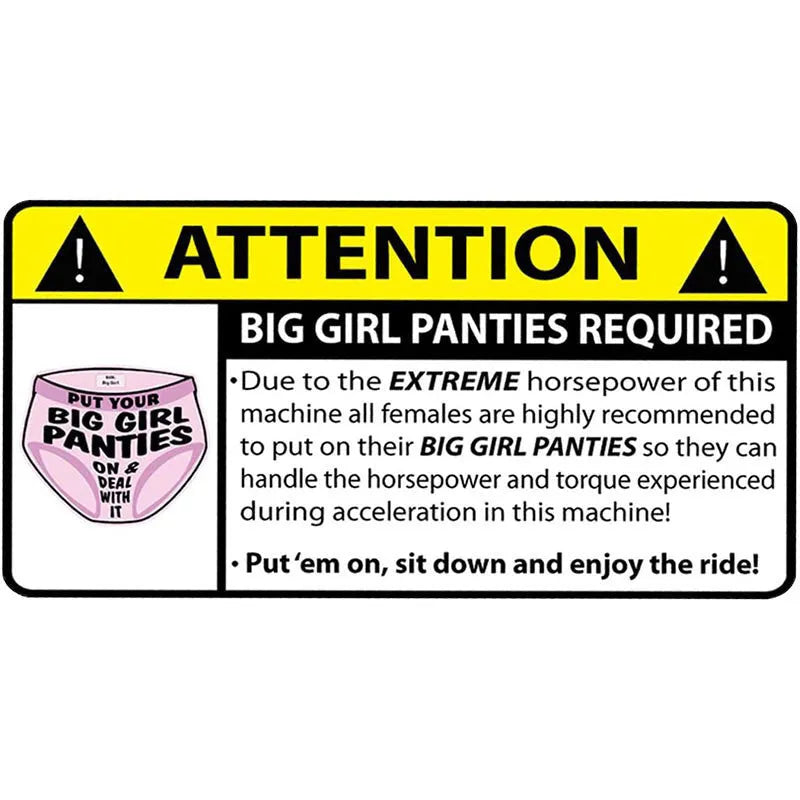 13cm comic car warning sticker in PVC material with humorous design