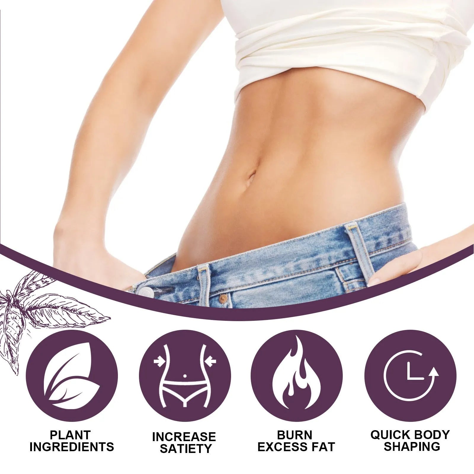 30ml bottle of body shaping tightening drops for thighs, arms, and belly