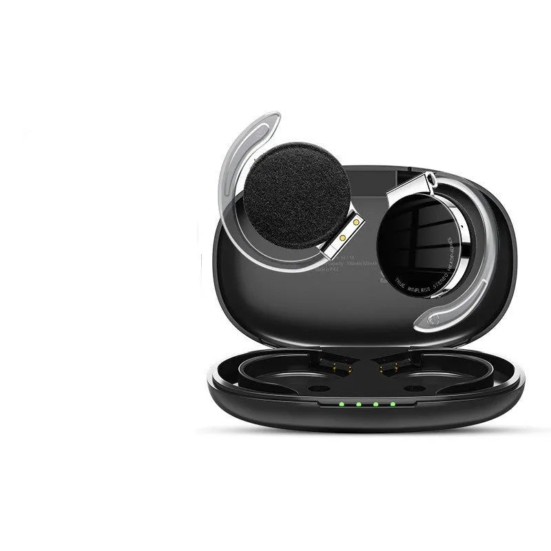 Black and white wireless Bluetooth sports earphones with in-ear plugs