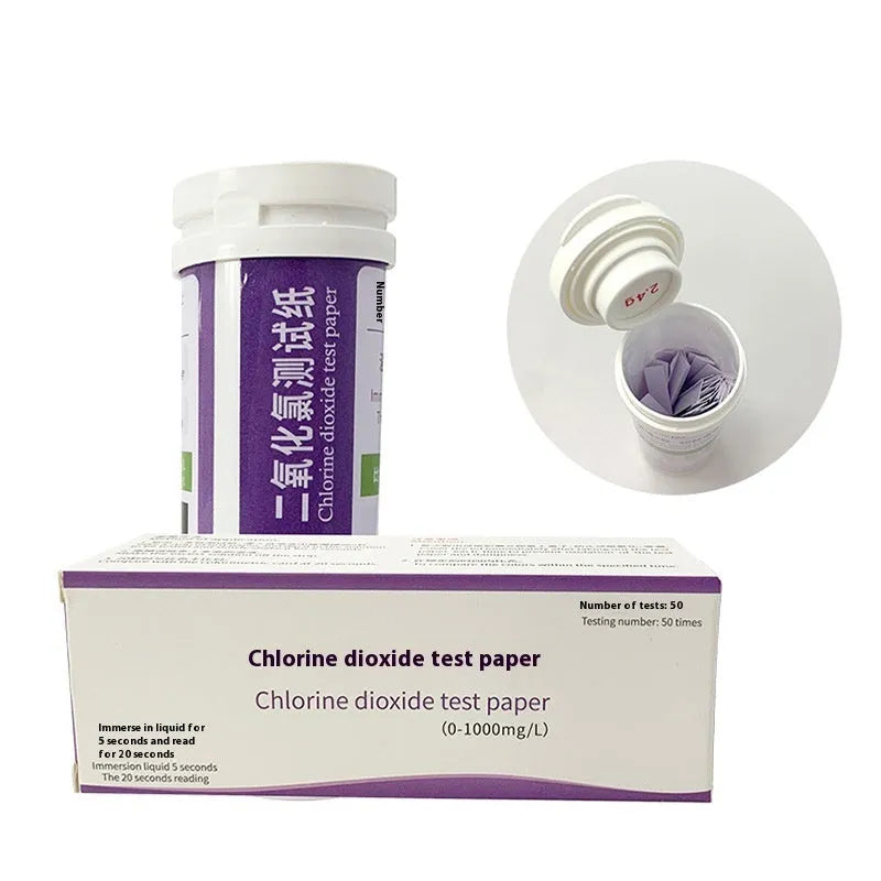 Chlorine dioxide test paper bottle with 50 strips for wastewater concentration detection 0-1000 mg/L