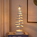 Wrought iron LED Christmas tree spiral light table ornament with warm white lighting