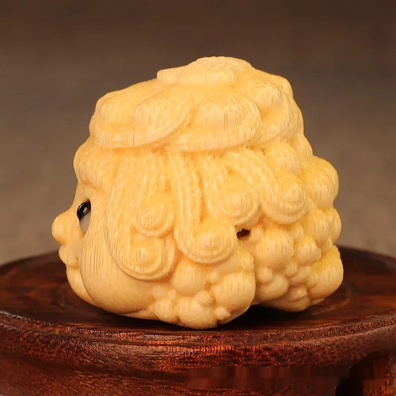 Golden toad princess bamboo carving ornament in cute style for household decoration