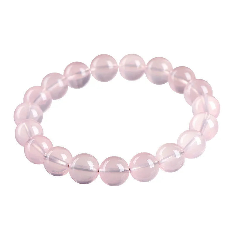 Natural starlight crystal round beads bracelet with pink colour options and multiple bead size choices