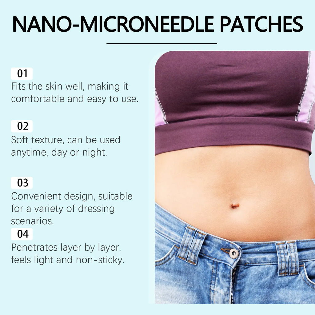Pack of four slimming microneedle skin firming patches for body nursing care.