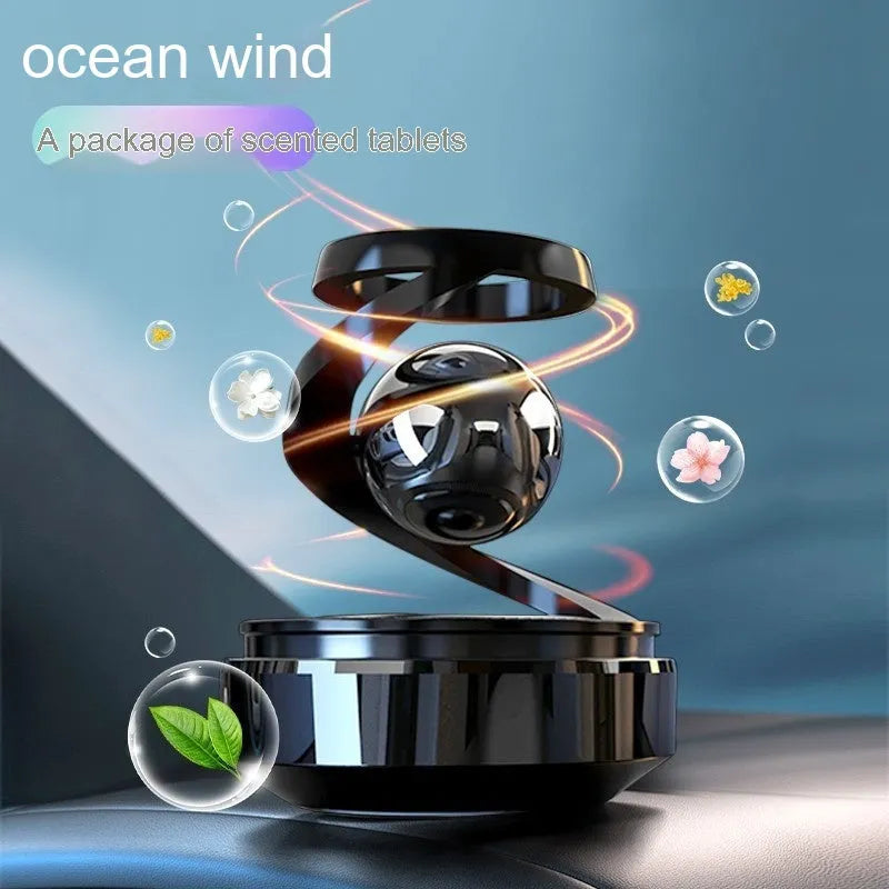 Solar-powered car aromatherapy perfume with decorative element and fragrance diffuser