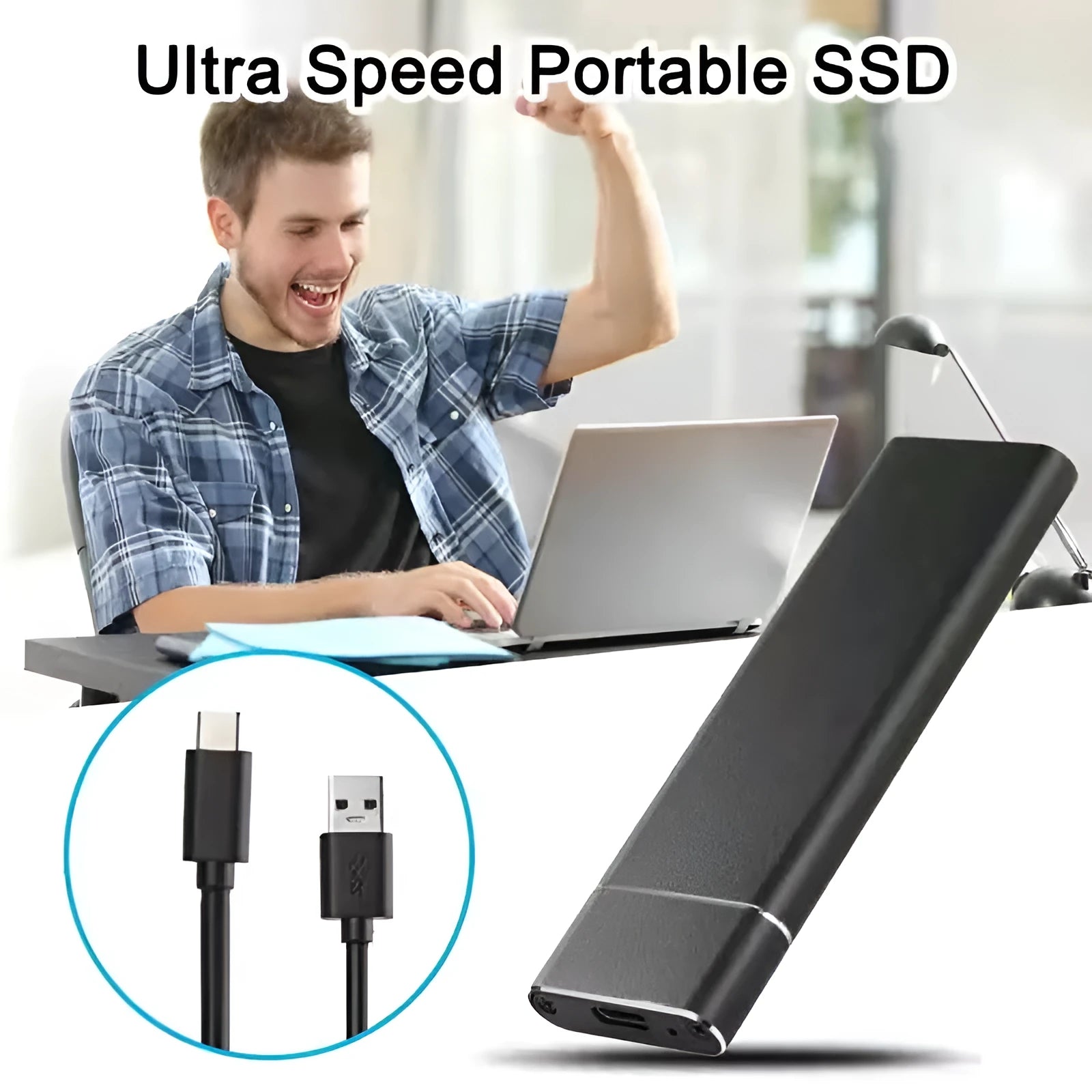 High-speed SSD mobile hard disk with metal shell in black, blue, orange, red, or silver colour options