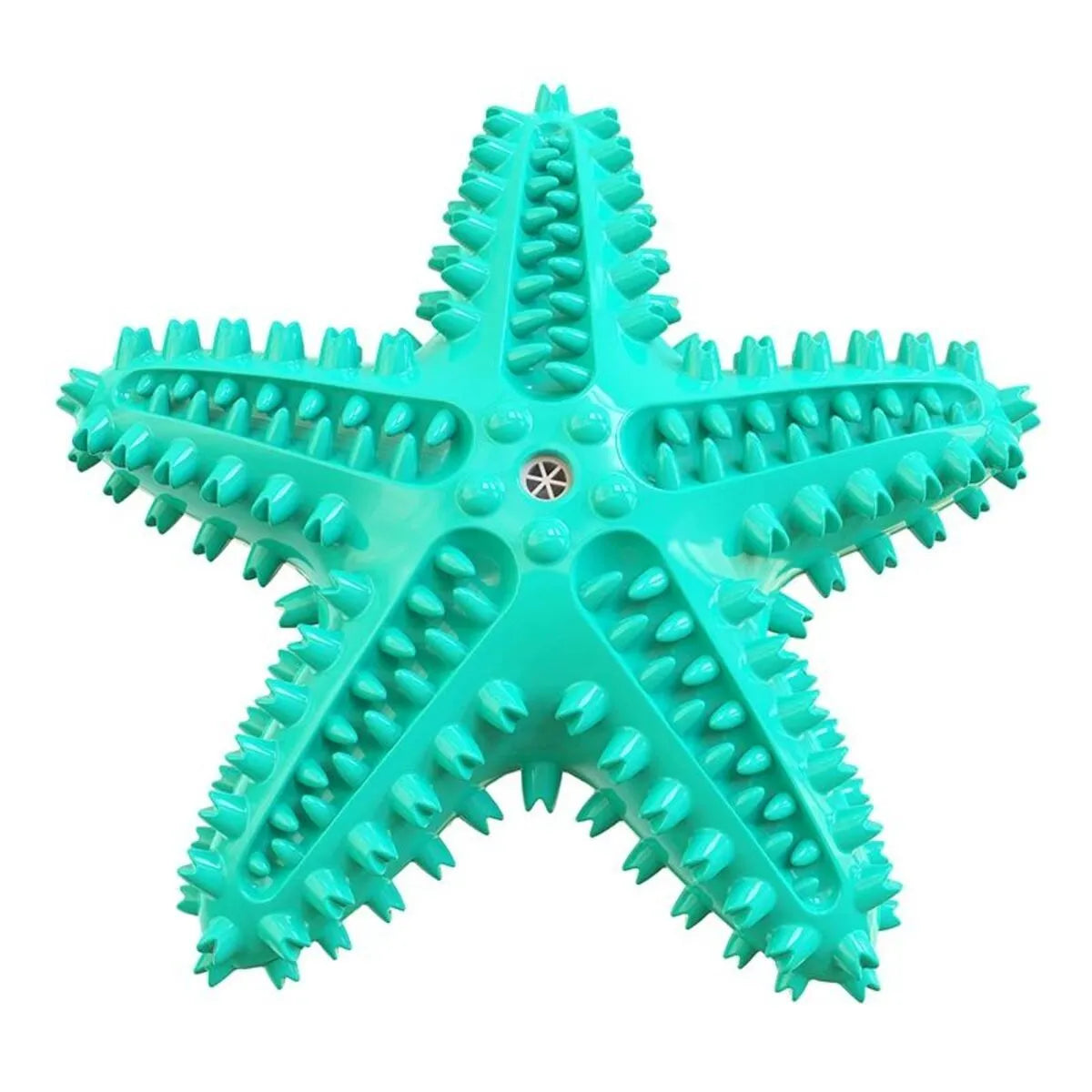 Edible TPR starfish-shaped dog chew toy with squeaker for large breed dental care