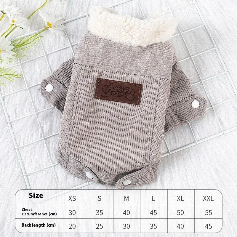 Lambswool fleece-lined vest for dogs and cats in grey or pink, sizes XS to XXL