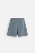 Men's loose fit round collar short sleeve top and matching shorts casual set in blue.