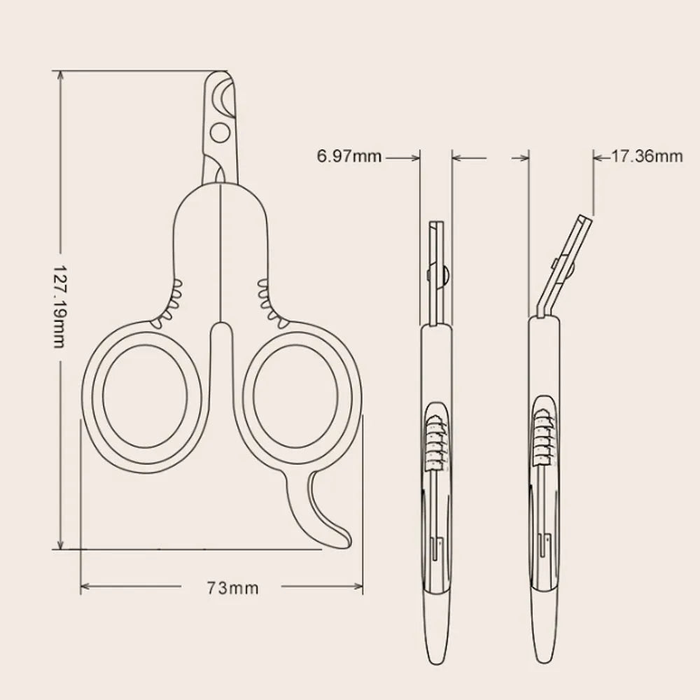 Professional pet nail clippers with curved tips and rubber-coated ergonomic handle