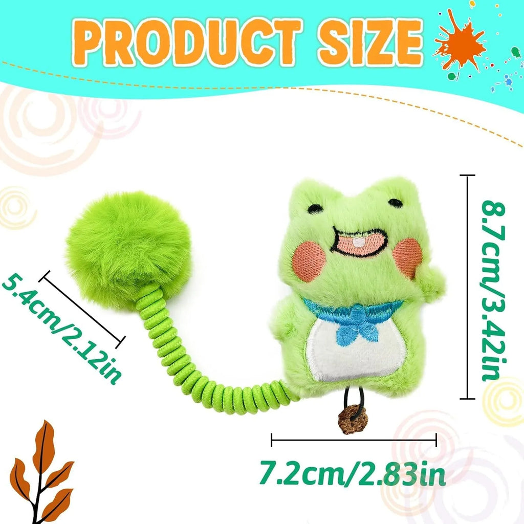 4-in-1 interactive cat toy with silvervine fruit, spring and plush animal figure for indoor kittens