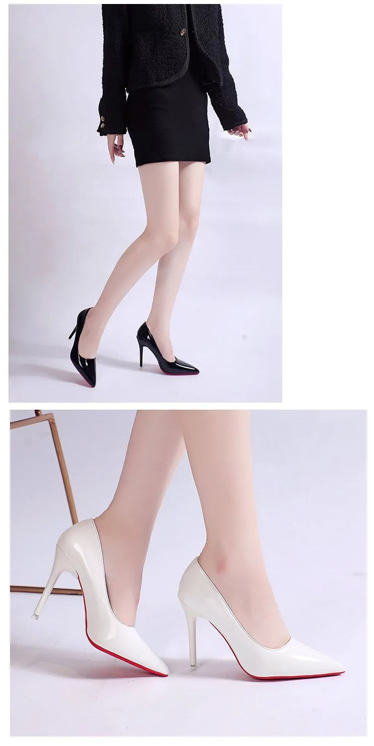 Women's solid colour stiletto heel pump with pointed toe in black