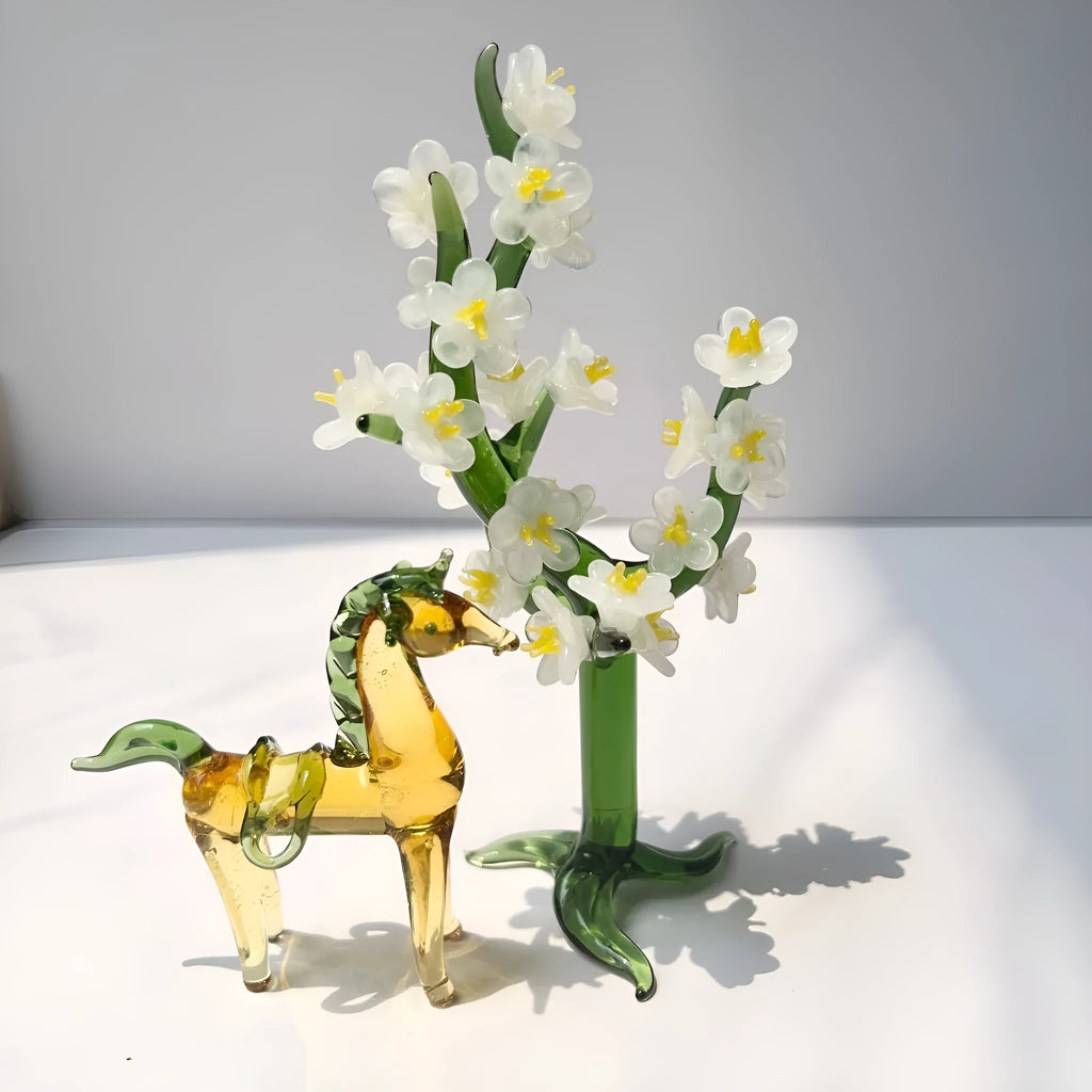Glazed horse sculpture in coloured glaze, modern simplicity style, brown or white colour option