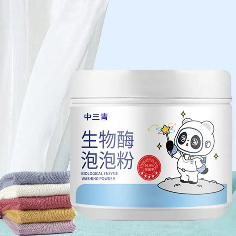 Biological enzyme bubble powder laundry detergent bottle for stain removal on down and wool.