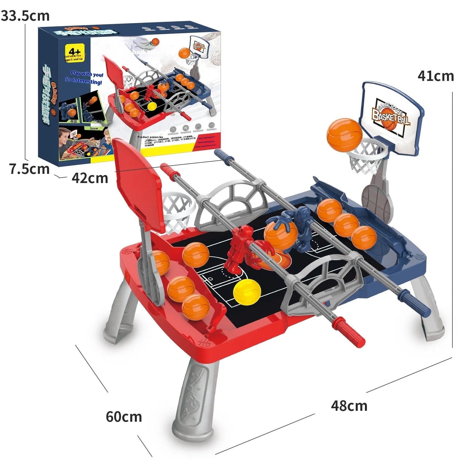 Children's toy double battle hand-cranked basketball shot counter plastic set