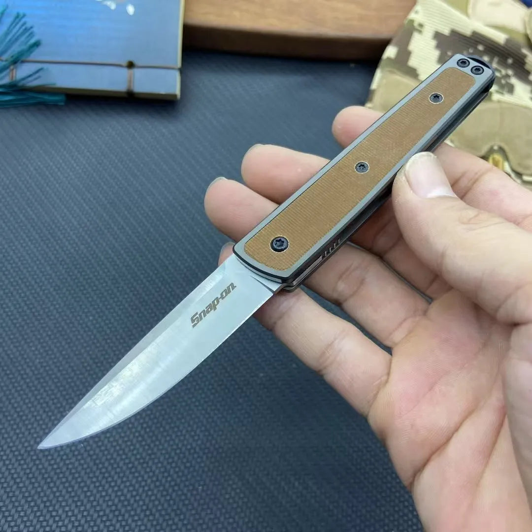 Folding fruit knife with stainless steel blade in black, coffee, or red colour options