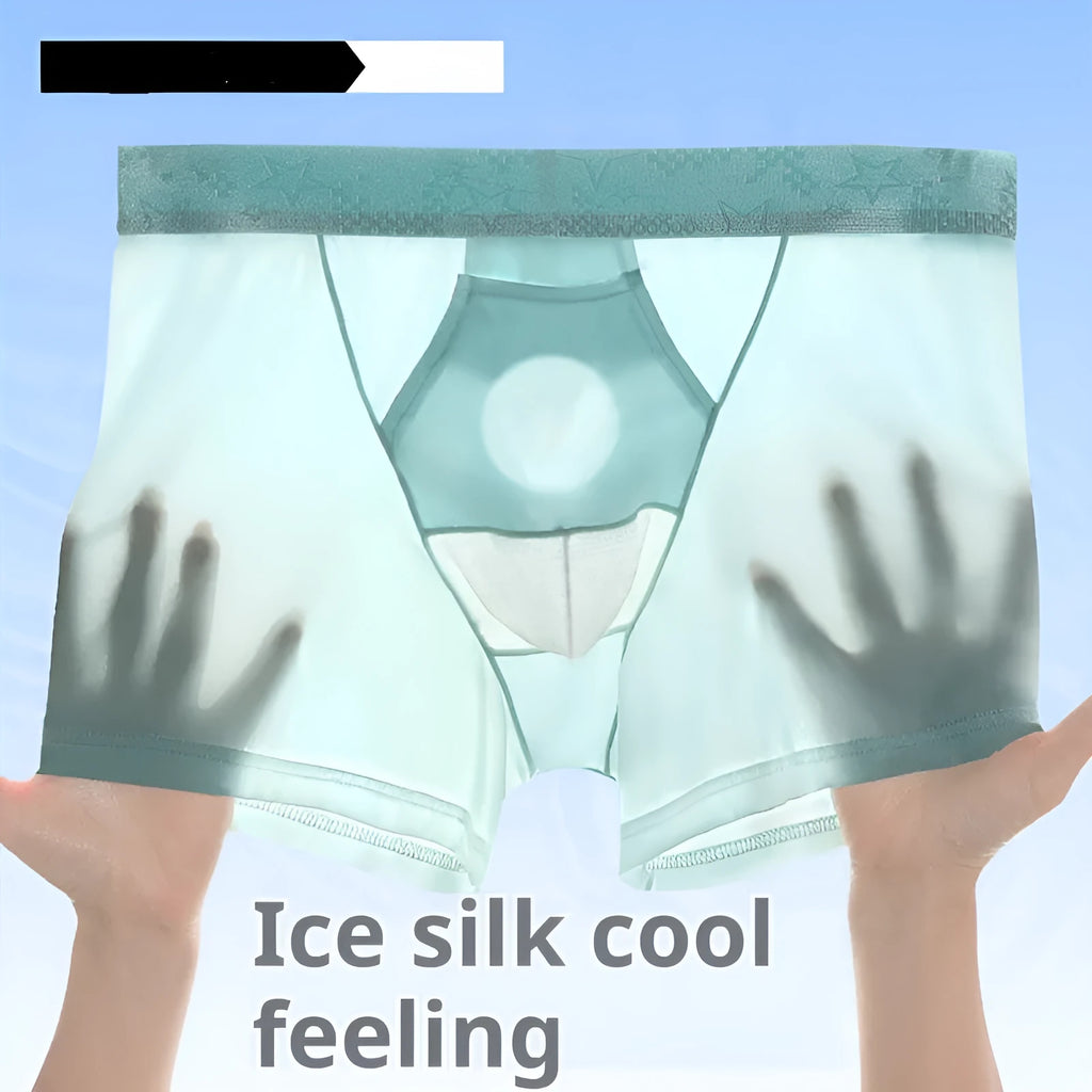 Vein men's ice silk nylon boyshorts in mid-waist sports design shown in multiple colours.