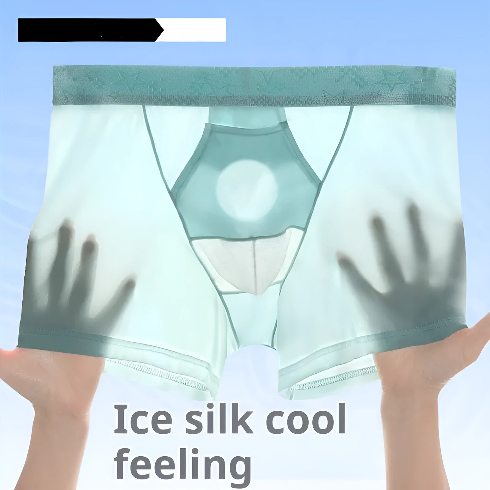 Vein men's ice silk nylon boyshorts in mid-waist sports design shown in multiple colours.