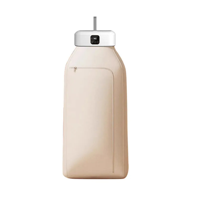 White cylindrical foldable laundry dryer with remote control for dormitory and small space use.