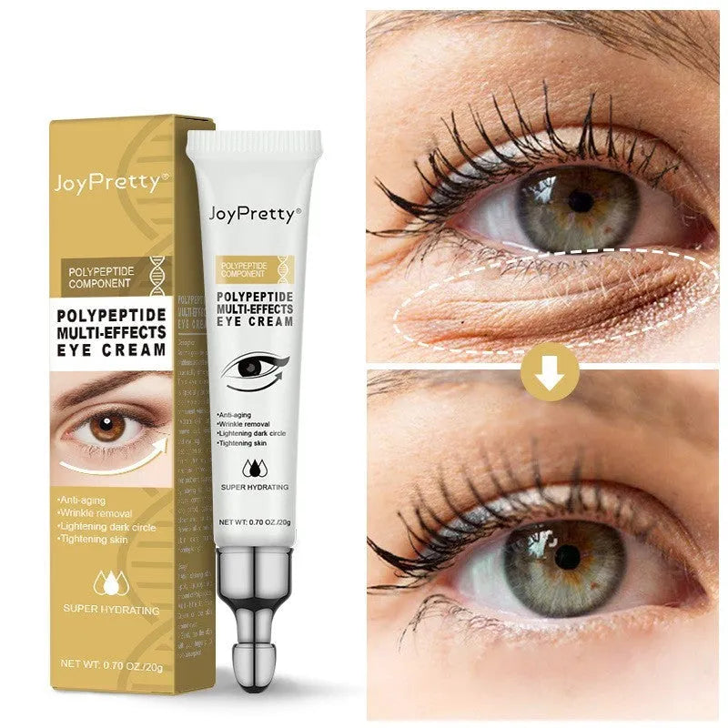 Jar of peptide anti-dark circle eye cream for reducing puffiness and lightening bags, 20g net.