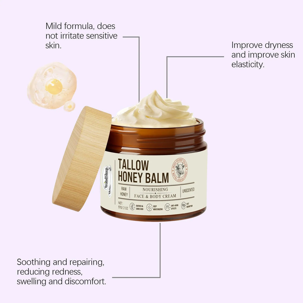 Tallow honey moisturising cream in 57G jar for skin repair and dryness relief
