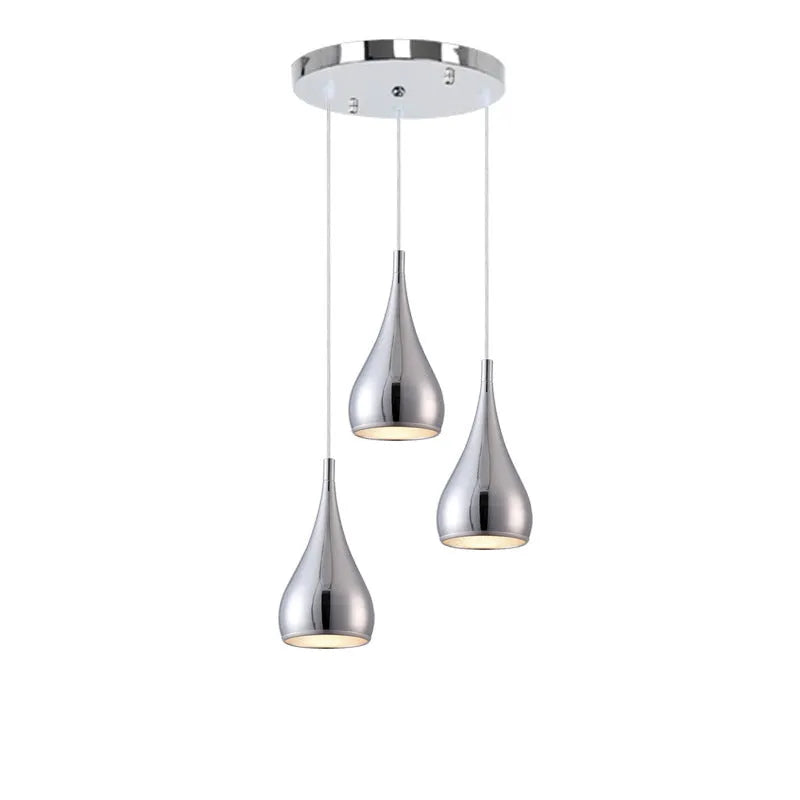 Iron restaurant chandelier ceiling lamp in black white or chrome finish with single or three head configuration