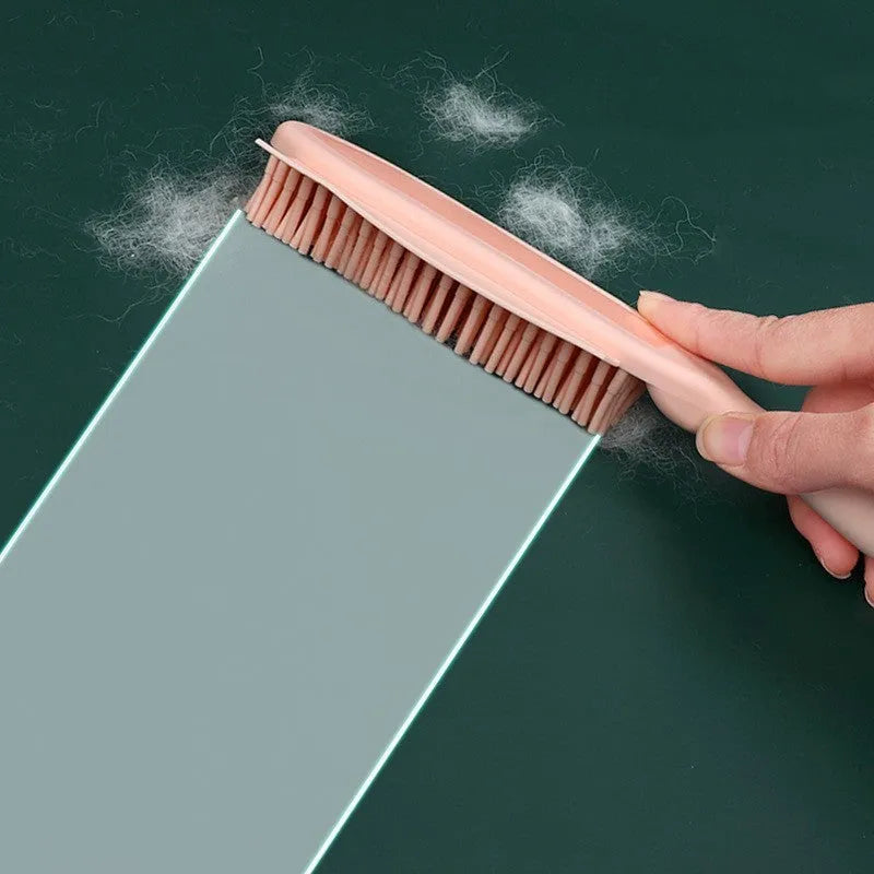 Green pet grooming brush with massage nodules and removable wool sticker for hair collection