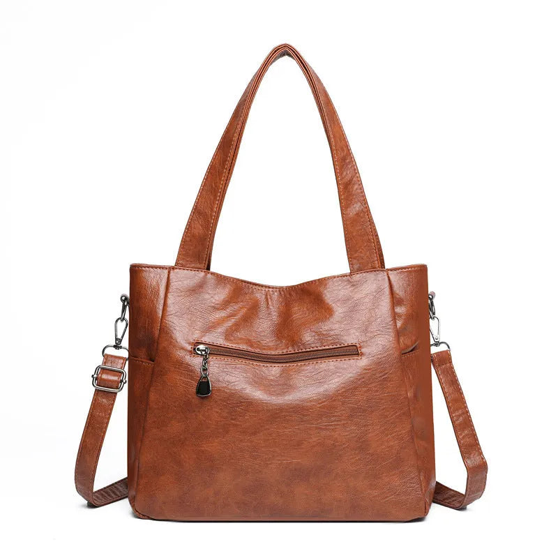 Retro large capacity underarm shoulder bag in PU material with sandwich pocket outer bag, horizontal square shape, available in multiple colours for daily matching