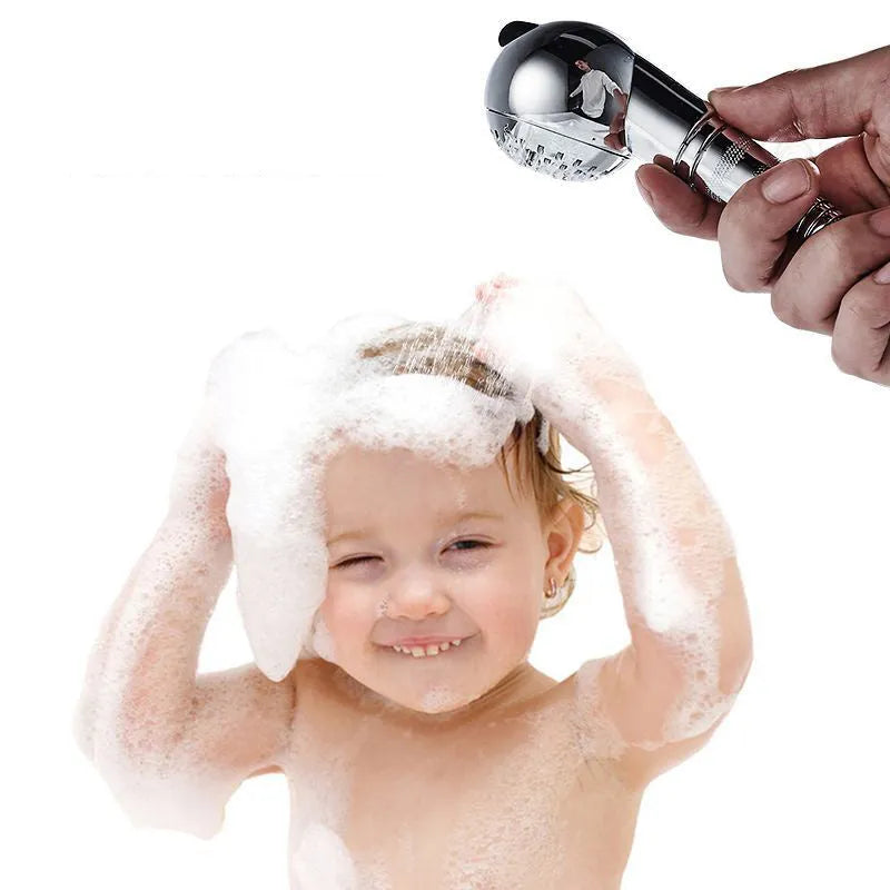 Silver ABS plastic handheld pet shower head for gentle bathroom grooming.