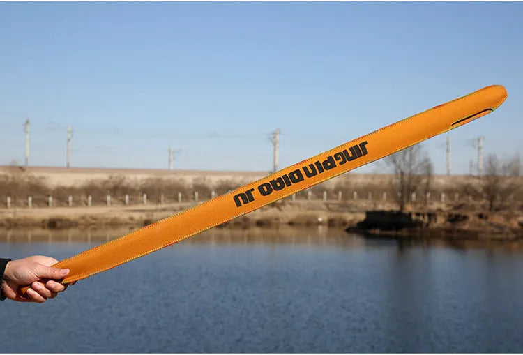 Retractable fishing rod bag in cotton fabric with elastic closure for rods up to 150cm