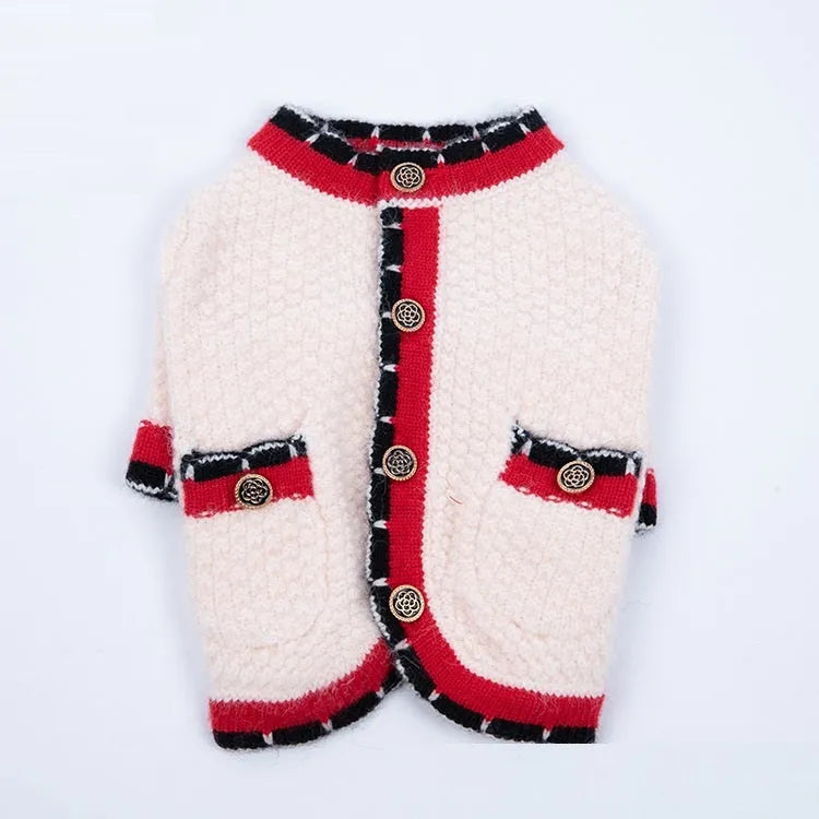 Blue Bejirog wool knit cardigan for a dog in a Princess style