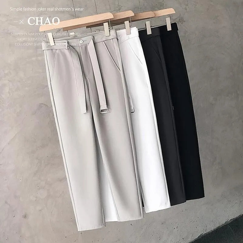 Boys slim straight wool blend trousers in tapered fit with straight leg opening