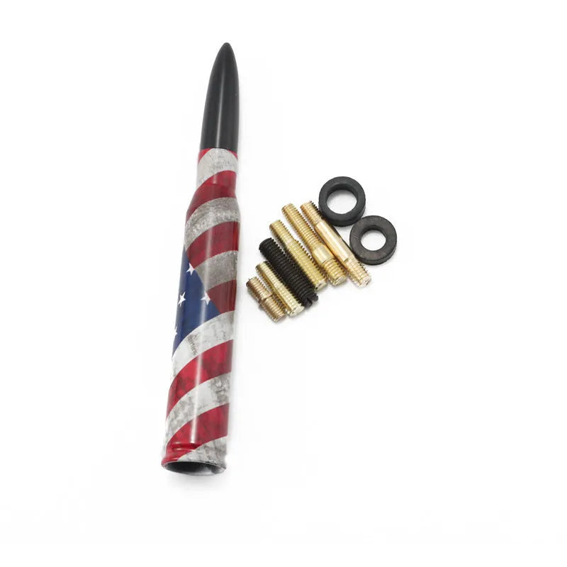 14cm bullet antenna in American flag, camouflage green, and colour black designs for vehicle exterior styling