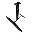 Black racing hydrofoil for surfboards with aluminium and carbon fibre construction