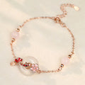 S925 sterling silver bracelet with white chalcedony crystal charm and koi fish design.