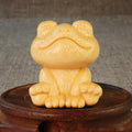 Smiling frog solid bamboo carving ornament with 5cm height and cartoon design