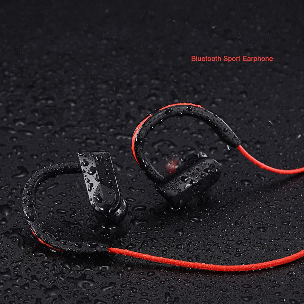 Wireless neck mounted Bluetooth earphones in black colour with neckband design