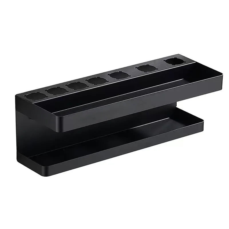 White double-layer aluminium punch-free bathroom storage rack shaped for Marcel wavers.