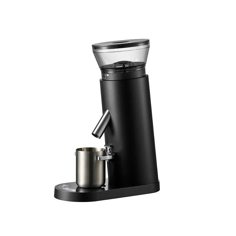 Portable electric coffee grinder machine with stainless steel construction and 0.5L capacity in beige retro design