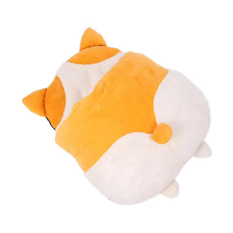 Orange semi-closed cat sleeping bag bed with integrated mat, 65cm long.