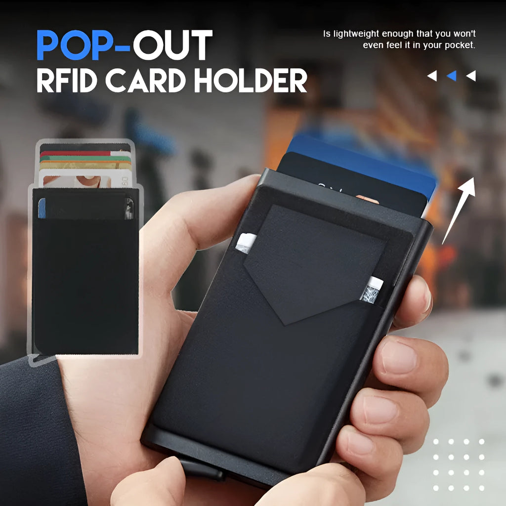 Aluminium alloy metal credit card holder with frosted finish showing eight colour options