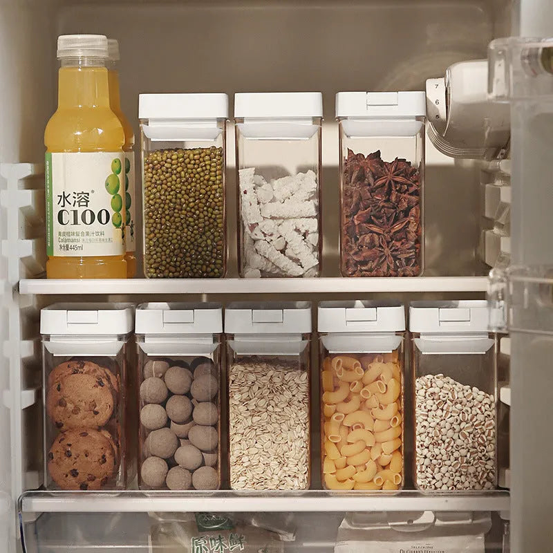 White transparent plastic grain storage container with Japanese design and 400ml capacity