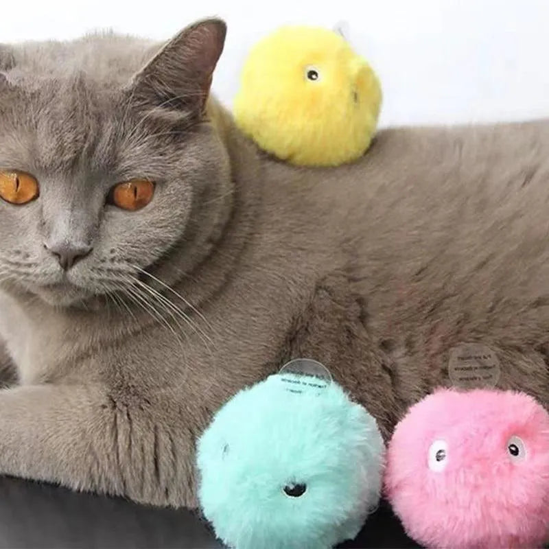 Colourful interactive cat toy ball that makes animal sounds when touched by pets