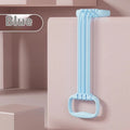 Blue adjustable 6-gear chest expander with open shoulder design and TPE tensile rope