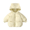 Solid colour children's wadded jacket in milky white, polyester filling, Korean style, suitable for boys and girls sizes 90-130cm