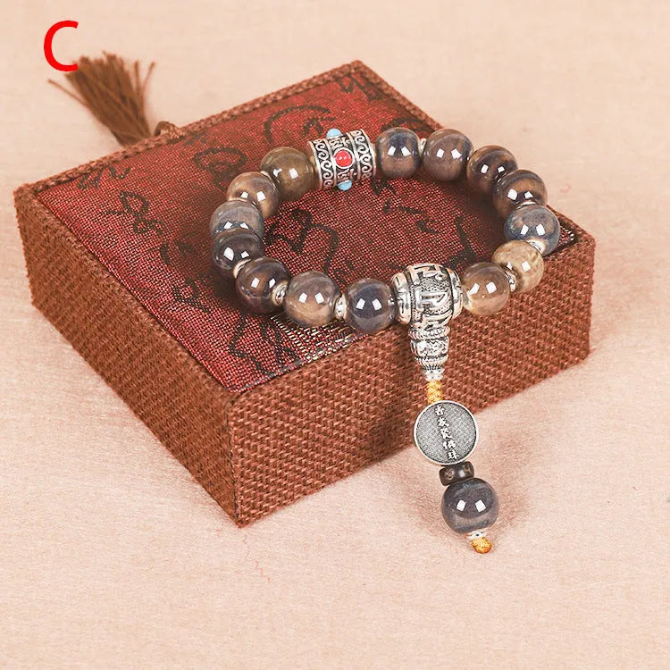 Men's gradient ceramic chain bracelet in polished coloured glaze, approximately 13mm size