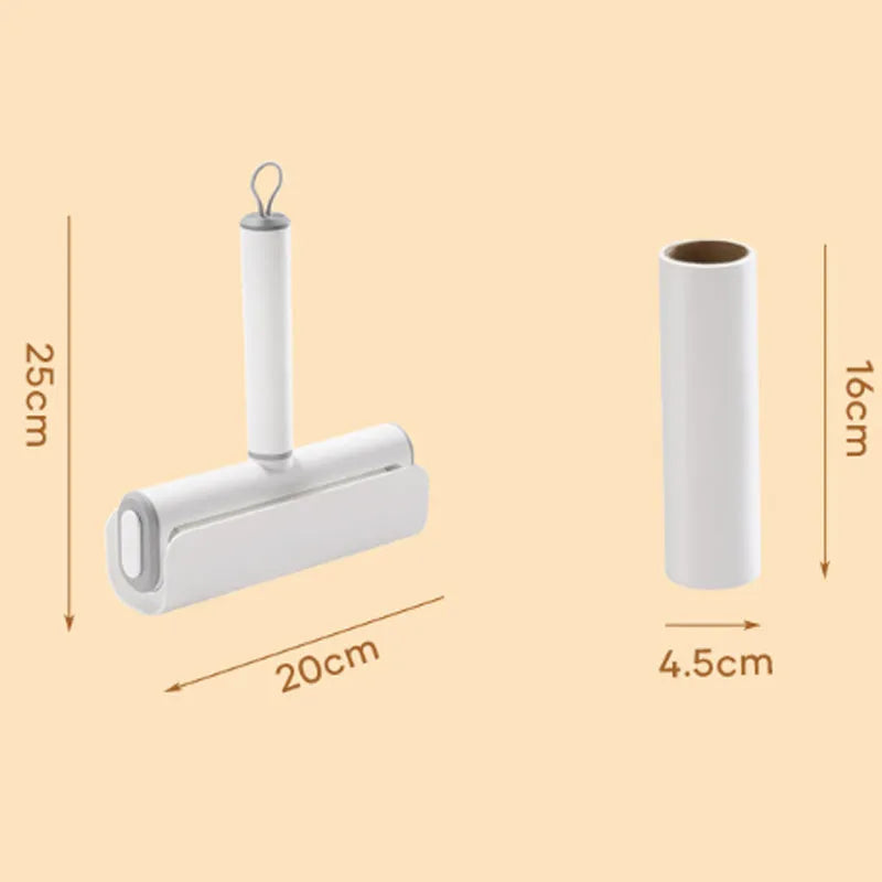 Refillable lint remover roller for picking up cat hair from floors and carpets