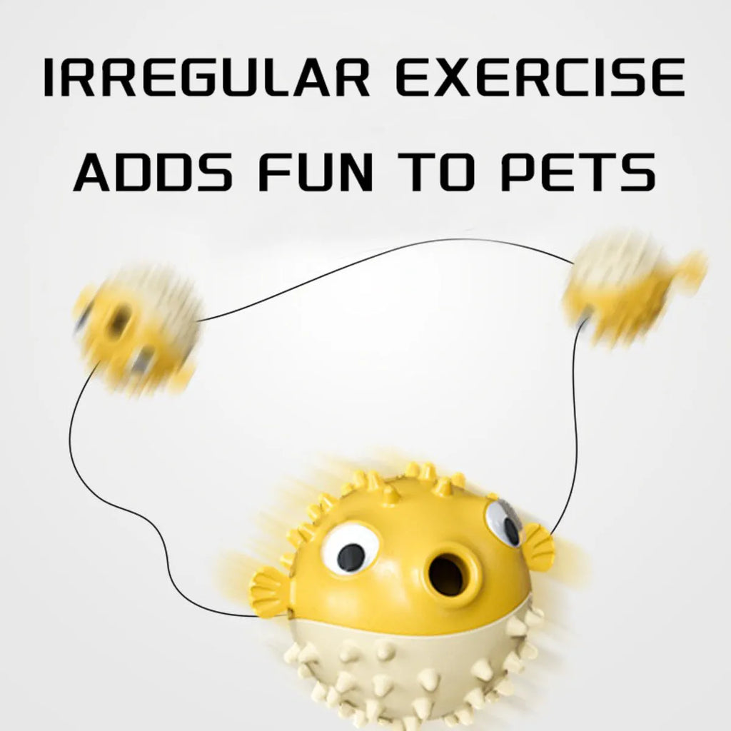 Yellow durable fish-shaped dog chew toy with textured surface for aggressive chewers.