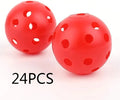 Multi-colour 26-hole golf practice balls in red, orange, blue, green, white, and yellow, displayed in a net bag.