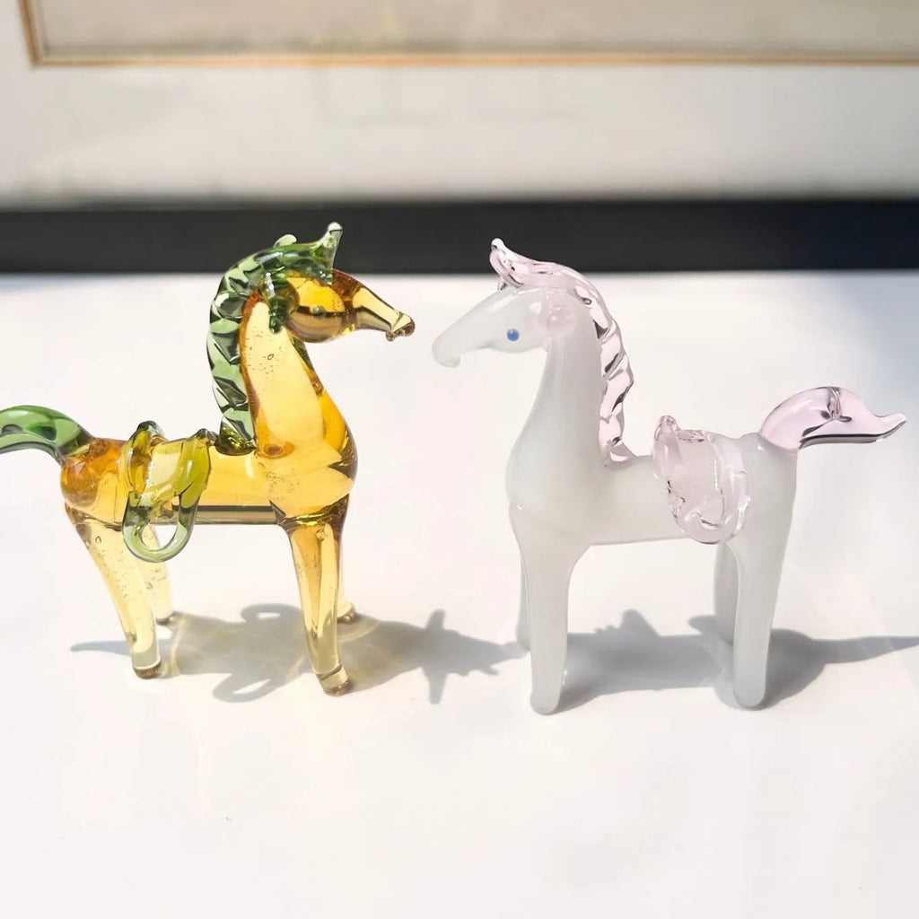 Glazed horse sculpture in coloured glaze, modern simplicity style, brown or white colour option